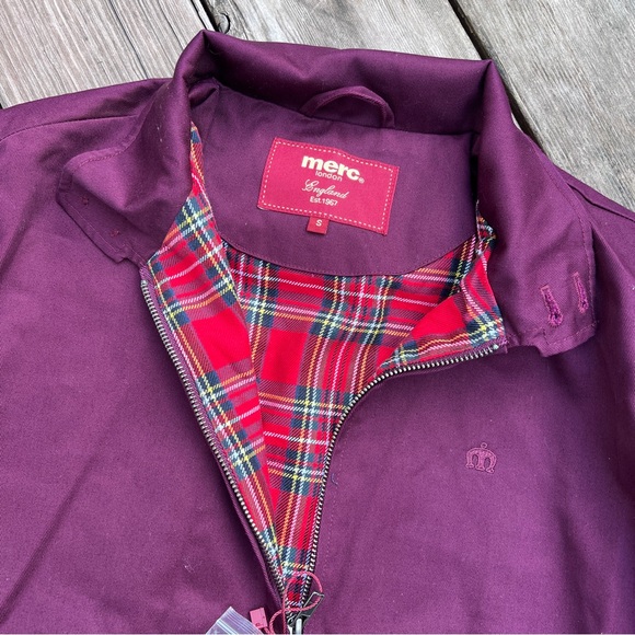 MERC London The Harrington Jacket in Burgundy Wine Red NWT - Picture 2 of 5